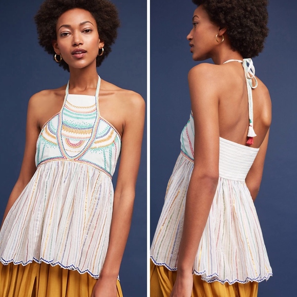 Anthropologie Tops - Anthropologie Floreat Itzel Embroidered Halter Top